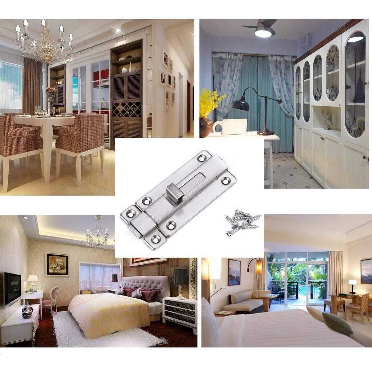 Door Bolts 2 Pieces Stainless Steel Latch Sliding Door Lock - Image 3