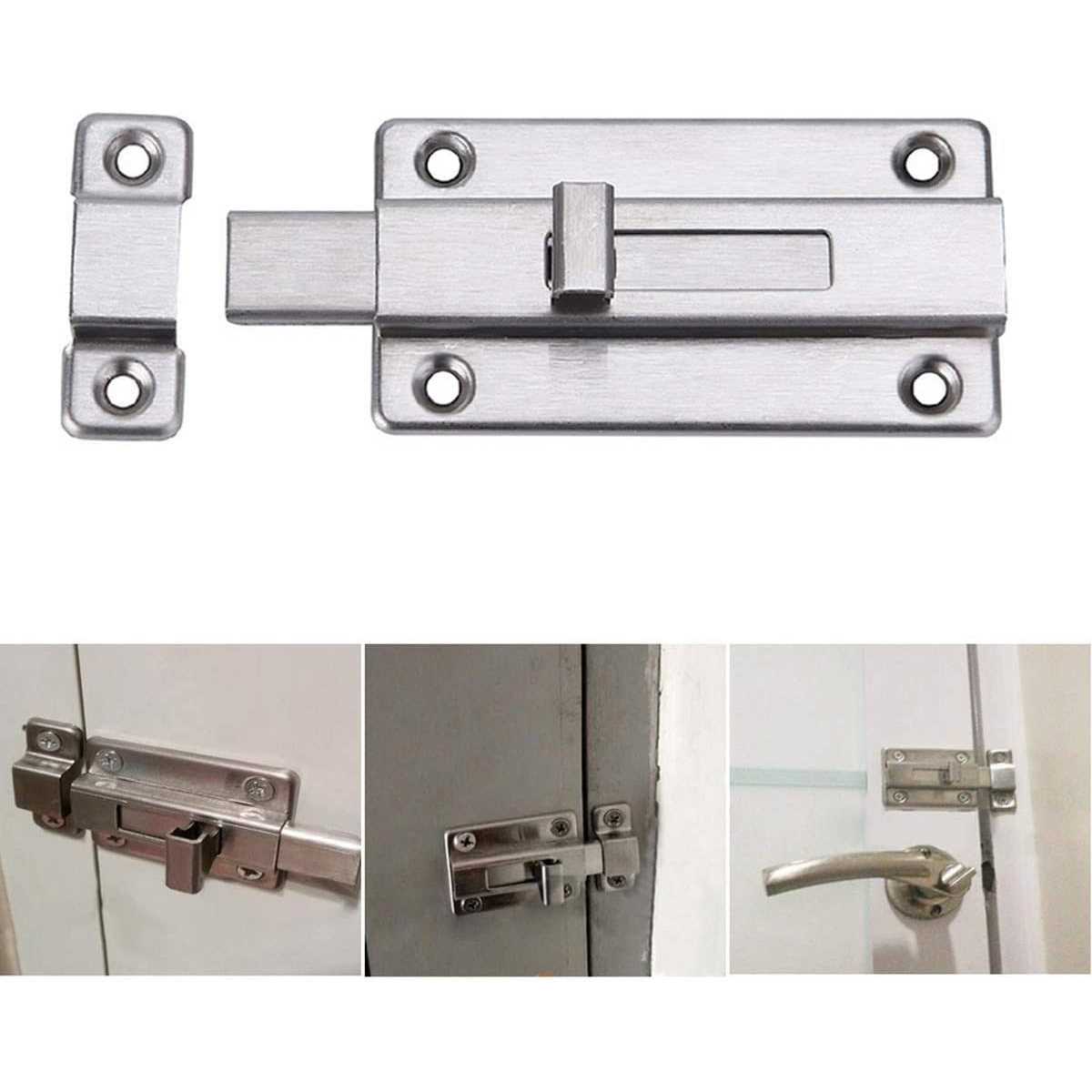 Door Bolts 2 Pieces Stainless Steel Latch Sliding Door Lock - Image 4