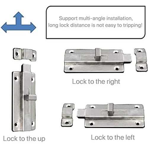 Door Bolts 2 Pieces Stainless Steel Latch Sliding Door Lock - Image 5