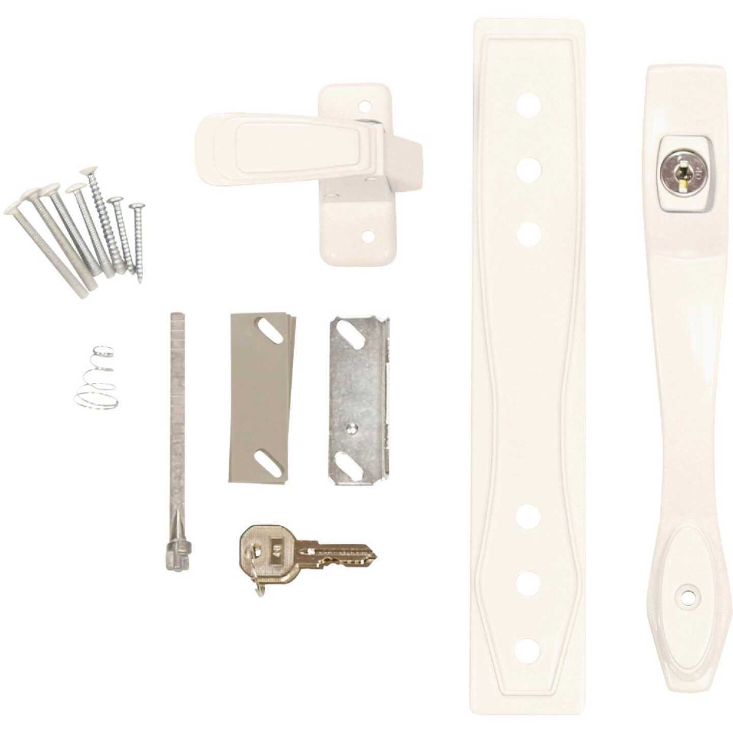 Larson Push Button Keyed Latch Heavy Duty White Zinc - Image 5