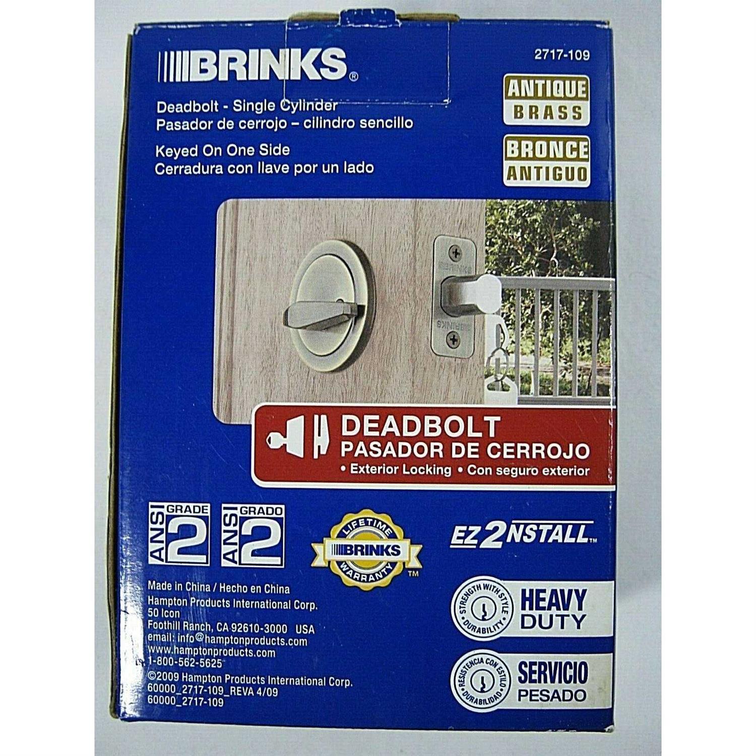 Brinks Max Security Single Cylinder Deadbolt 2717-109 - Image 3
