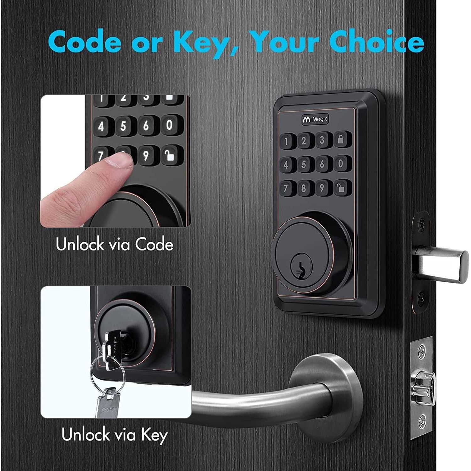 Imagic Keypad Deadbolt Keyless Entry Deadbolt Lock Electronic Keypad Door Lock - Image 4