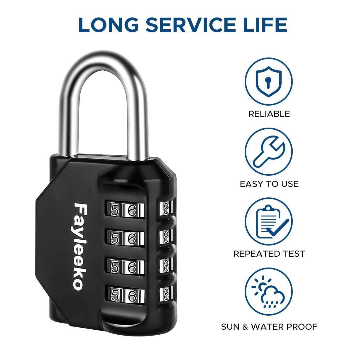Fayleeko Combination Lock 4 Digit Combination Padlock for School Gym Sports Locker - Image 5
