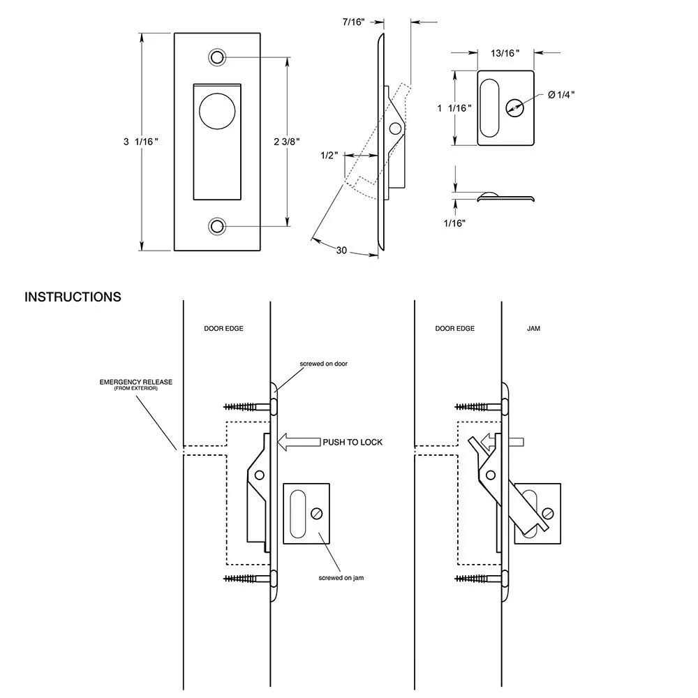 Deltana Pocket Door Jamb Bolt PDB42U - Image 3