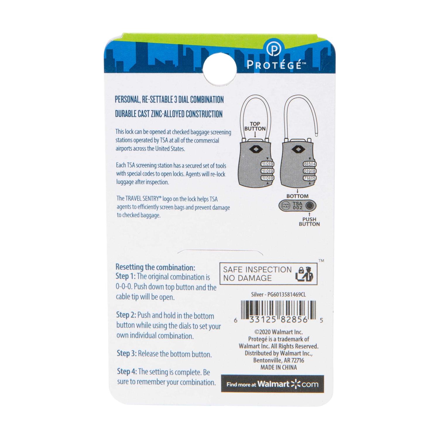 Protege 3 Dial Combination Travel Cable Luggage Lock - Image 3