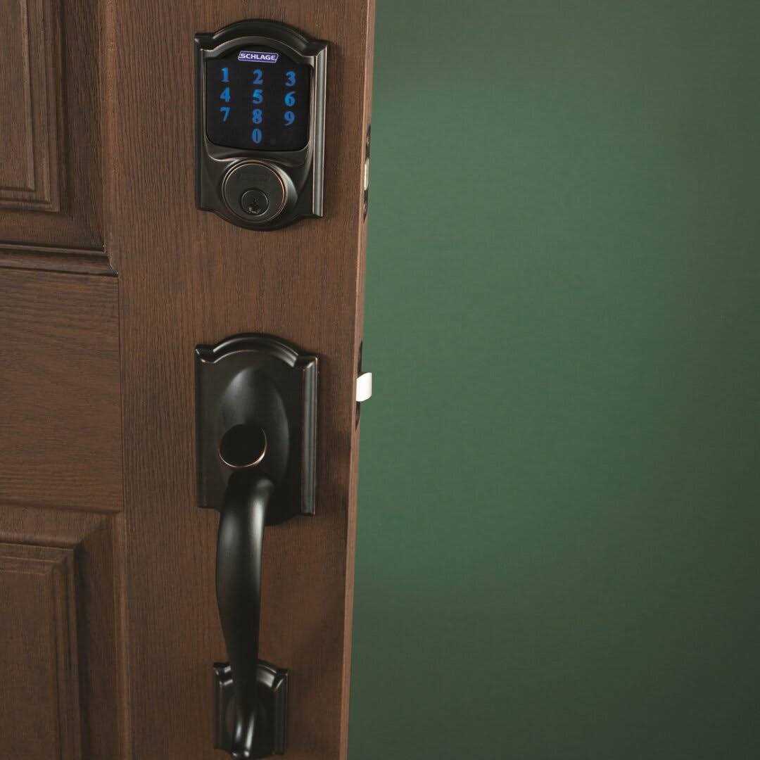 Schlage Connect Camelot Aged Bronze Touchscreen Deadbolt with Alarm - Image 4