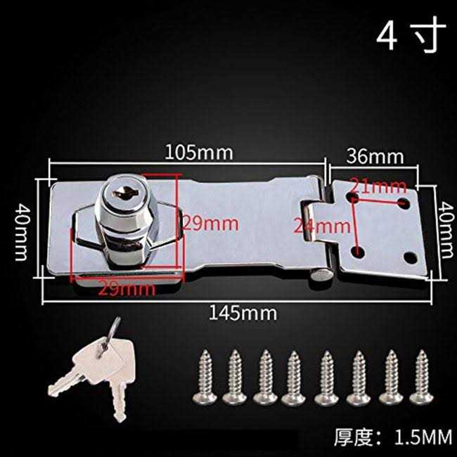 Keyed Hasp Locks Twist Knob Keyed Locking Hasp,Chrome Plated Hasp Lock with Keys,Door Lock Clasp w/Screws for Door Cabinet - Image 3