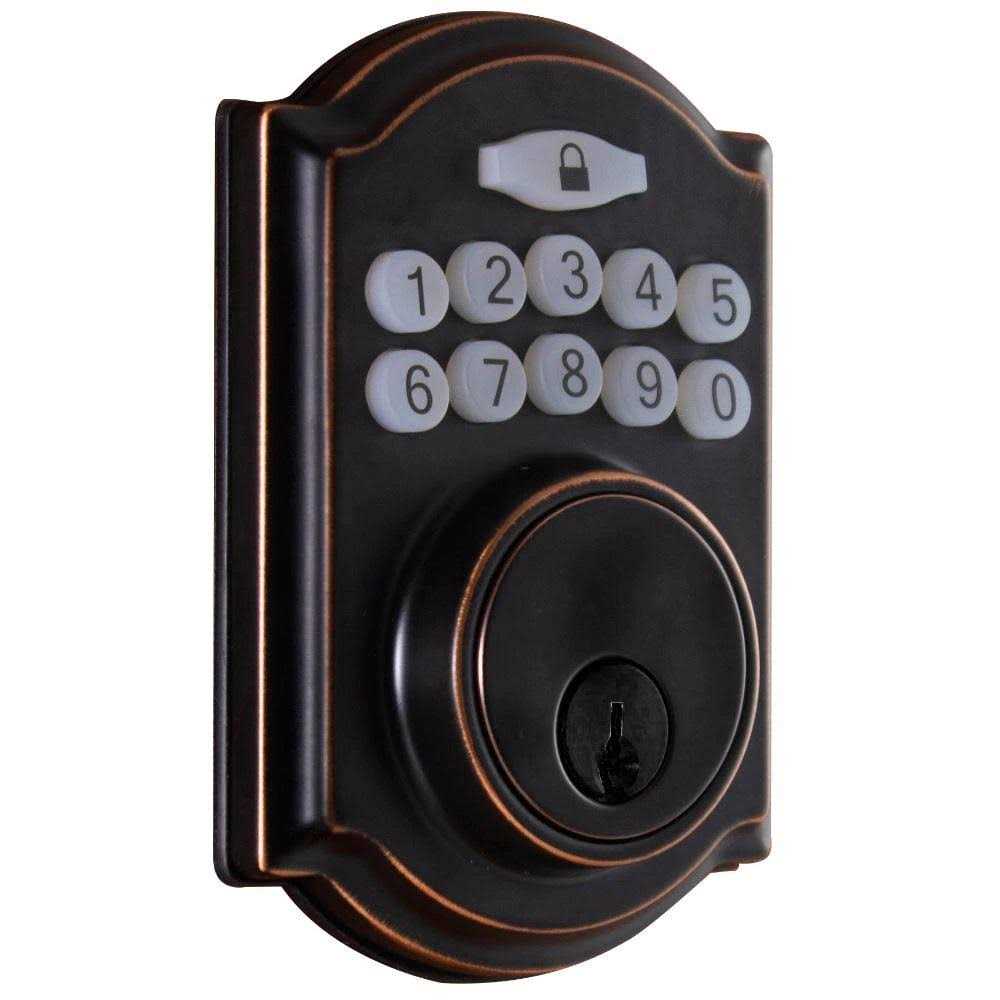 Defiant Castle Aged Bronze Single Cylinder Electronic Keypad Deadbolt - Image 3