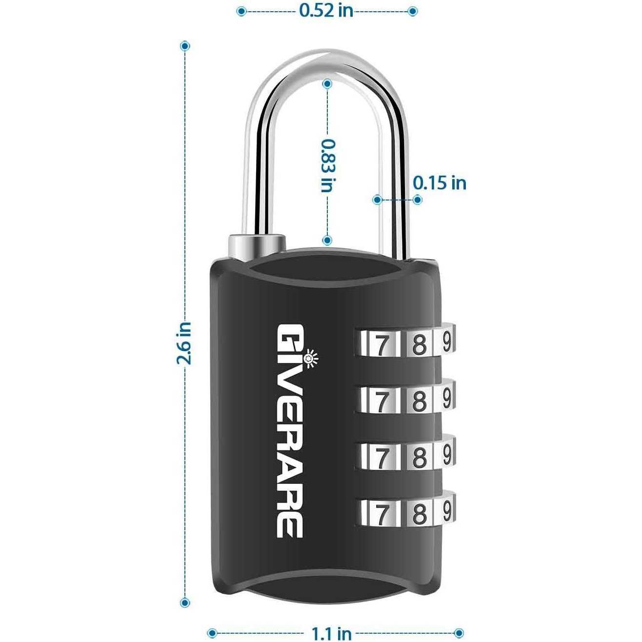 GIVERARE Combination Lock 4-Digit Padlock Keyless - Image 3