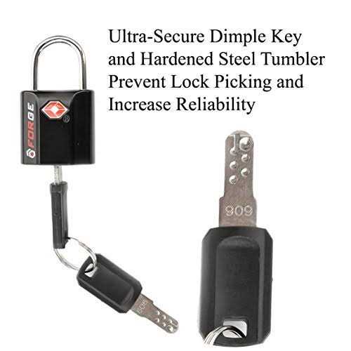 Forge Red 4 Pack TSA Approved Luggage Locks Ultra-Secure Dimple Key Travel Locks with Zinc Alloy Body - Image 3