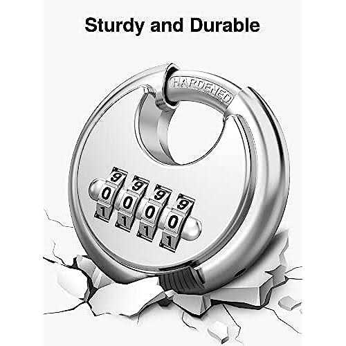 Puroma Combination Lock 4 Digit Disc Padlock with Hardened Steel Shackle - Image 4