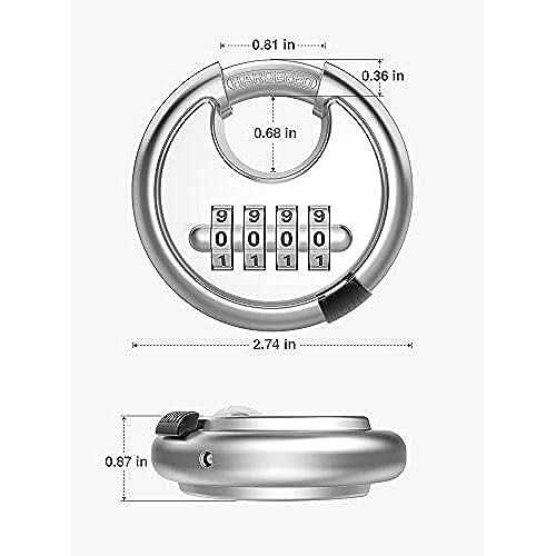 Puroma Combination Lock 4 Digit Disc Padlock with Hardened Steel Shackle - Image 5